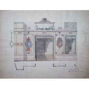 Disegno - Progetto del caffè Fiorio. Torino, Giuseppe Ferrari d’Orsara, 1883.