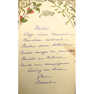 Gastronomia - Menù originale. Vigilia di Natale, 1903.