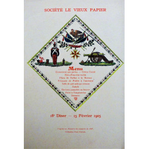 Gastronomia - Menù originale-Société archéologique. Parigi, 15 febbraio 1905.