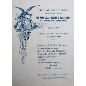 Gastronomia - Menù originale. Torino, 17 dicembre 1899.