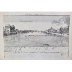 Gittamento di  un ponte di barche. Torino, Regio Arsenale di Torino, 1835.