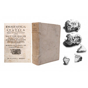 Hales, Stephen. Emastatica, o sia Statica degli animali. Napoli, 1756, legato con Esperienze ed osservazioni intorno a' calcoli, che si trovano nella vescica, e ne' reni. s.n.t. (ma Napoli, Gaetano Castellano, 1776).