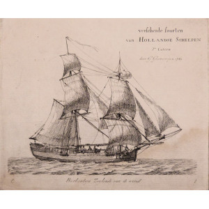 Imbarcazione - Barkentyn Zeylende ran de wind. Rotterdam,  Gerrit Groenewegen, 1789-1791.