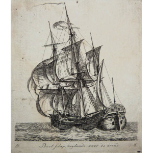 Imbarcazione - Boot schip zeylende voor de wind. Rotterdam,  Gerrit Groenewegen, 1789-1791.