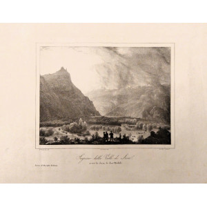 Ingresso della Valle di Susa presso la Sacra di San Michele. Torino, Ajello e Doyen, 1837.