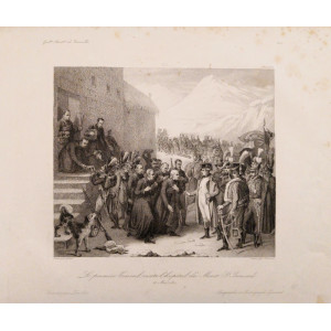 Le Premier Consul visite l'hôpital du Mont sͭ Bernard, 20 mai 1800. Parigi, Alphonse François, 1850 circa.