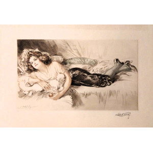 Lobel-Riche, Almery. Femme au chat. Parigi, 1925-1930 circa.