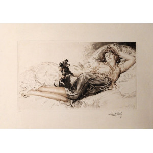 Lobel-Riche, Almery. Femme au chien. Parigi, 1925-1930 circa.