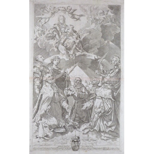 Bologna - Madonna col Bambino in gloria e i Santi protettori di Bologna. Bologna, Flaminio Torri, 1640-1650 circa.