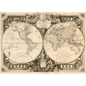 Mappemonde ou description du globe terrestre projettée & assujettie au ciel. Parigi, Jean Lattré, 1788.
