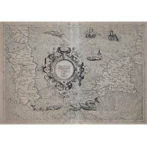 Sardinia-Sicilia. Meridiani distant pro ratione paralleli 37 ½ ad circulum maximum. Colonia, Gerardo Mercatore, 1584.