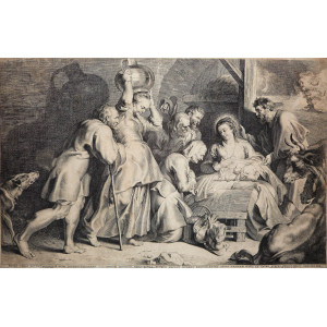 Natività con adorazione dei pastori. Anversa, Lucas Emil Vorsterman, 1620.