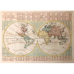 Nouvaux Mappemonde ou Globe Terrestre avec des tables et des remarques pour conduire a la connoissance de la geographie et de l'histoire. Amsterdam, Henri Abraham Chatelain, 1708-1720 circa.
