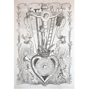 Nunquam delebo totus sit mihi fixus corde qui pro me fixus est cruce hunc in corde teneo. 1820 - 1830 circa.