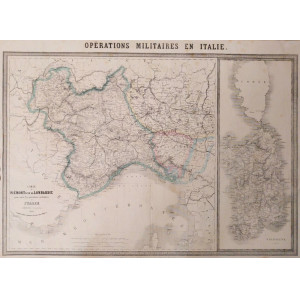 Opérations militaires en Italie : Carte du Piémont & de la Lombardie pour suivre les opérations militaires en Italie. Parigi, Garnier frères, 1859.