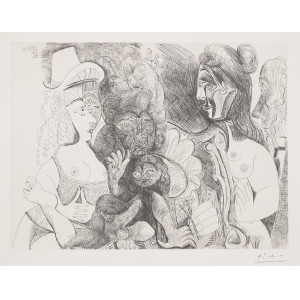 Picasso, Pablo. La fête de la Patronne, avec un amour ithyphallique. Degas au nez rouge. Parigi, Galerie Louise Leiris, 1971.