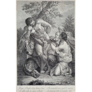 Preme i draghi col pie, sbrana i leoni, e della pelle loro copresi alcide… Venezia, Giuseppe Wagner, 1770 circa.