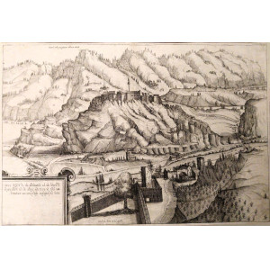 Profil de la citadelle de Suze. Comme elle se voit du costé de la ville ou se voit le paisage deseigné au naturel. Parigi, Melchior Tavernier, 1629.