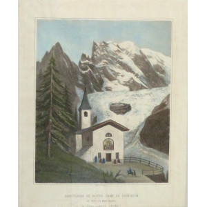 Sanctuaire de Notre Dame de Guérison au pied du Mont Blanc à Courmayeur (Italie). Torino, Doyen, 1870 circa.