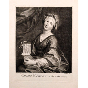 Santa Cecilia - Contabo domino in vita mea. Parigi, Gaspard Duchange, 1750 circa.