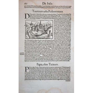 Taurinum urbs Pedemontana. Basilea, Sebastian Münster, 1552.