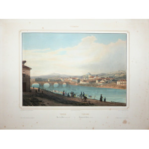 Torino. Veduta del Ponte del Po. Parigi, Lemercier, 1845 circa.