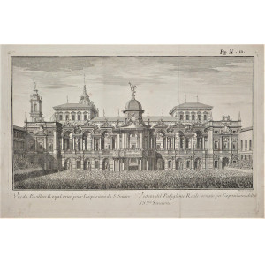 Veduta del padiglione Reale ornato per l’esposizione della Ss.ma Sindone. Torino, Giovanni Battista Chais, 1737.