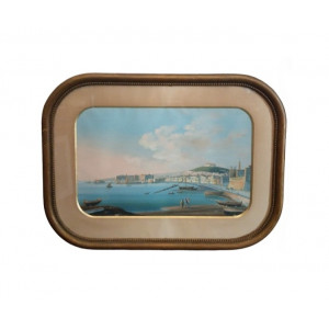 Guazzo napoletano - Veduta di Napoli dal Carmine. Napoli, 1850 circa.
