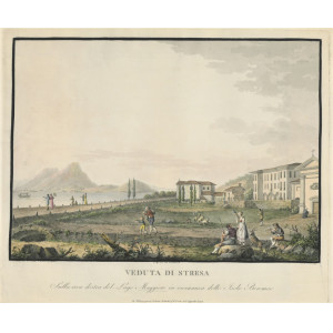 Veduta di Stresa sulla riva destra del Lago Maggiore in vicinanza delle Isole Borromee. Milano, Gioachino Bettalli, 1810 circa.