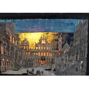 Veduta ottica - Vüe perspective de l'exterieure d'un superbe Edifice. Parigi, Basset, 1750 circa.