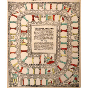 Vermakelijk ganzenspel - Jeu de l'oie. Amsterdam, 1830 circa.
