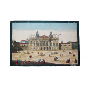 Vüe de la façade du Chateau du côté de la grosse Doire avec l’illumination à Turin. Bassano del Grappa, Remondini, 1770 circa.