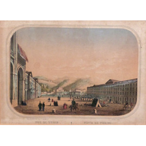Vue de Turin - Vista de Turino. Parigi,  Gosselin, 1855 circa.