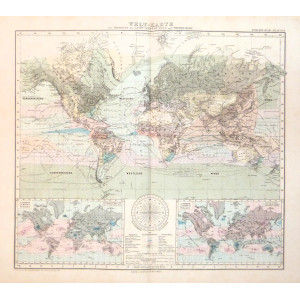 Welt-karte zur übersicht der luft-strömungen und niederschläge. Gotha, Justus Perthes, 1881.
